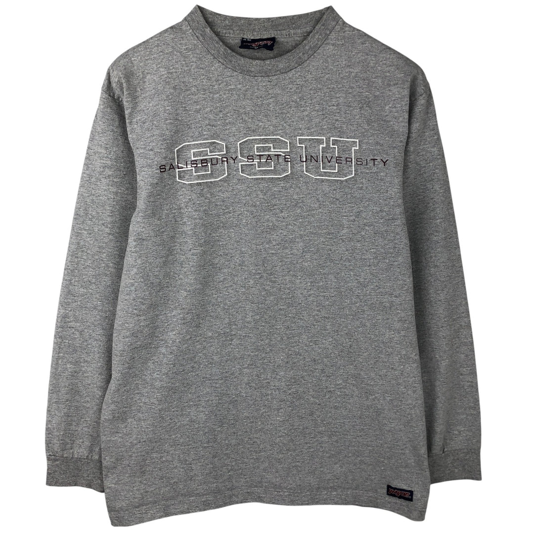 Vintage 90'S Jansport college long sleeve t-shirt, made in the USA, size M, men's size. cotton gray type Vintage Second Hand