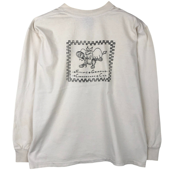 90'S ONEITA Advertising Long Sleeve T-Shirt, Made in USA, Men's Size L, Vintage cotton white type Vintage Second Hand