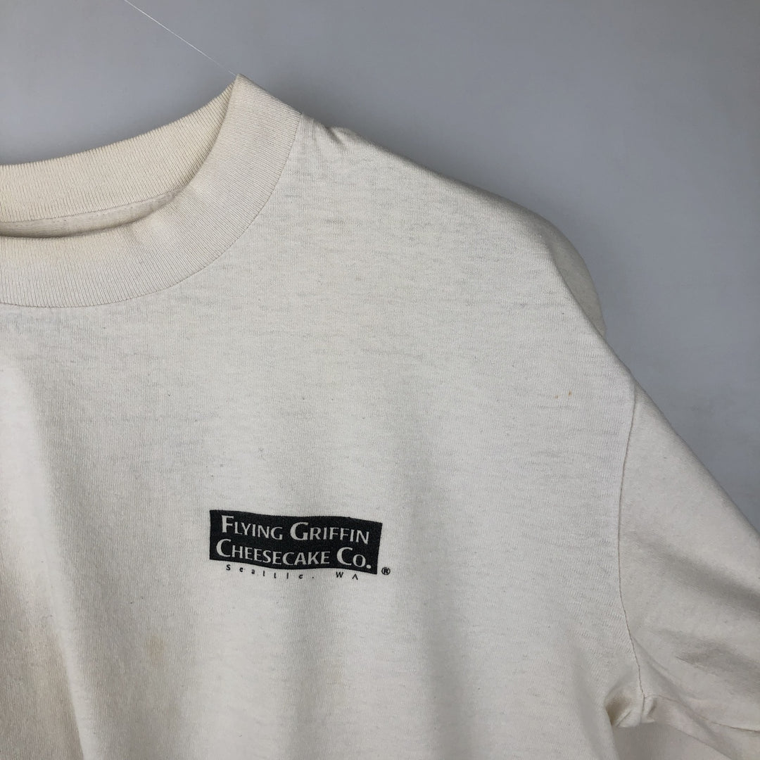 90'S ONEITA Advertising Long Sleeve T-Shirt, Made in USA, Men's Size L, Vintage cotton white type Vintage Second Hand