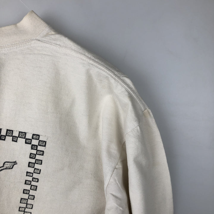 90'S ONEITA Advertising Long Sleeve T-Shirt, Made in USA, Men's Size L, Vintage cotton white type Vintage Second Hand