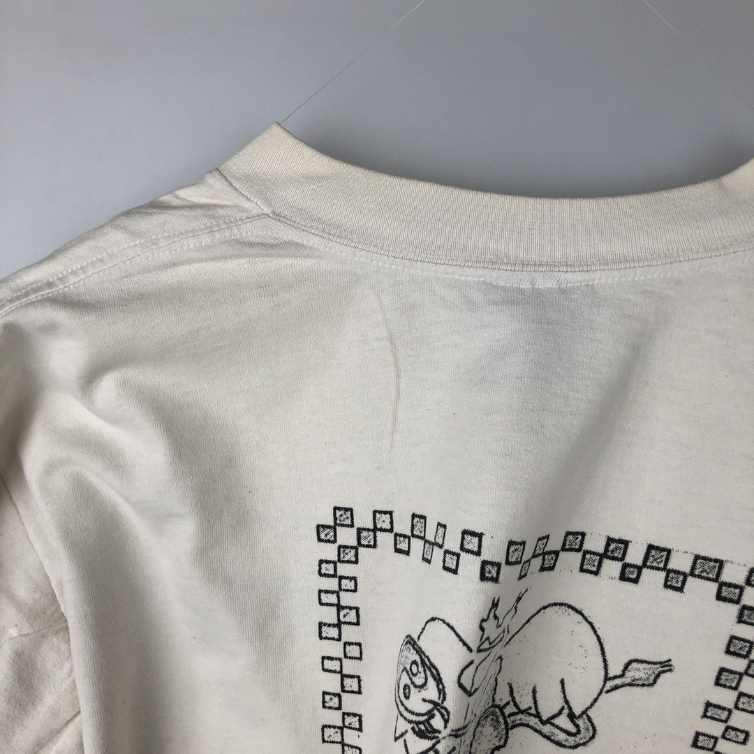 90'S ONEITA Advertising Long Sleeve T-Shirt, Made in USA, Men's Size L, Vintage cotton white type Vintage Second Hand