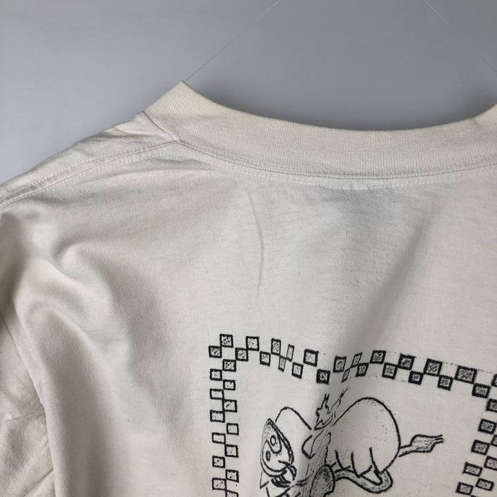 90'S ONEITA Advertising Long Sleeve T-Shirt, Made in USA, Men's Size L, Vintage cotton white type Vintage Second Hand
