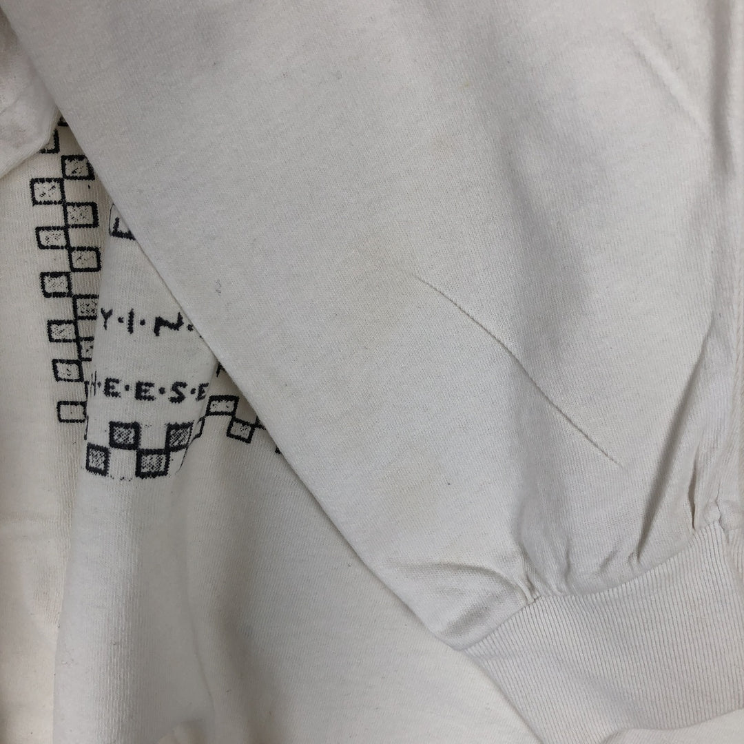 90'S ONEITA Advertising Long Sleeve T-Shirt, Made in USA, Men's Size L, Vintage cotton white type Vintage Second Hand