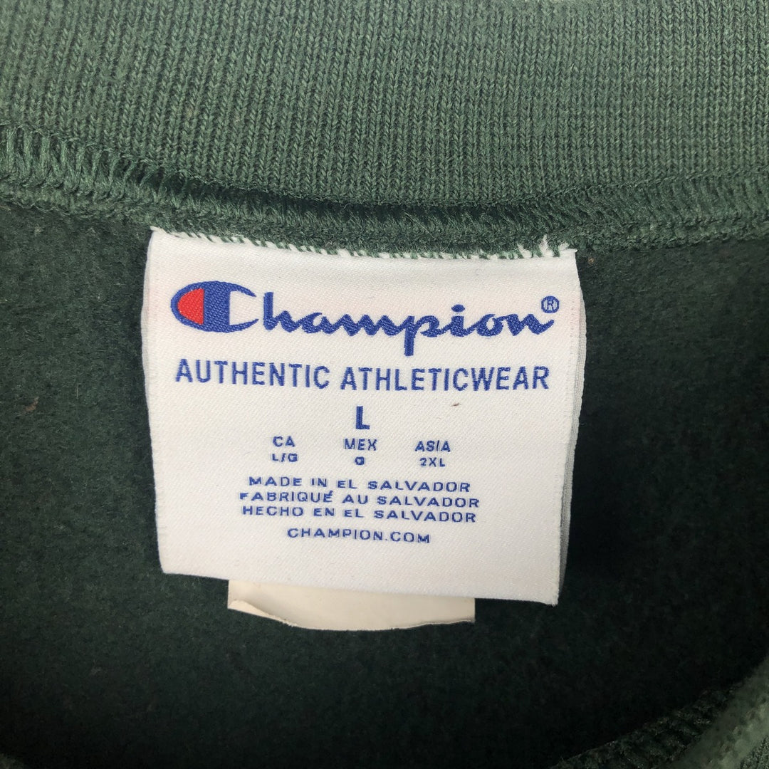 Champion Authentic Athletics Wear Triple Print College Sweatshirt, Men's Size L cotton Green type dark green Vintage Second Hand