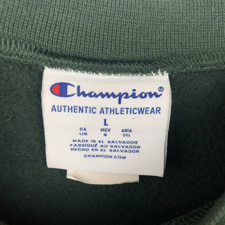 Champion Authentic Athletics Wear Triple Print College Sweatshirt, Men's Size L cotton Green type dark green Vintage Second Hand