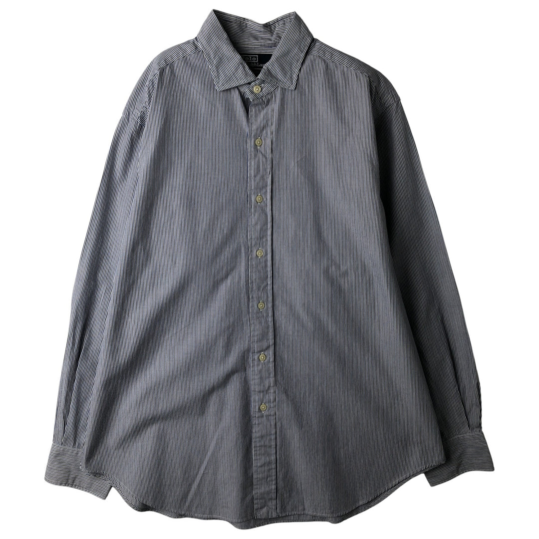 Ralph Lauren POLO by Ralph Lauren wide-collar long-sleeved striped shirt, men's size L cotton blue type Vintage Second Hand