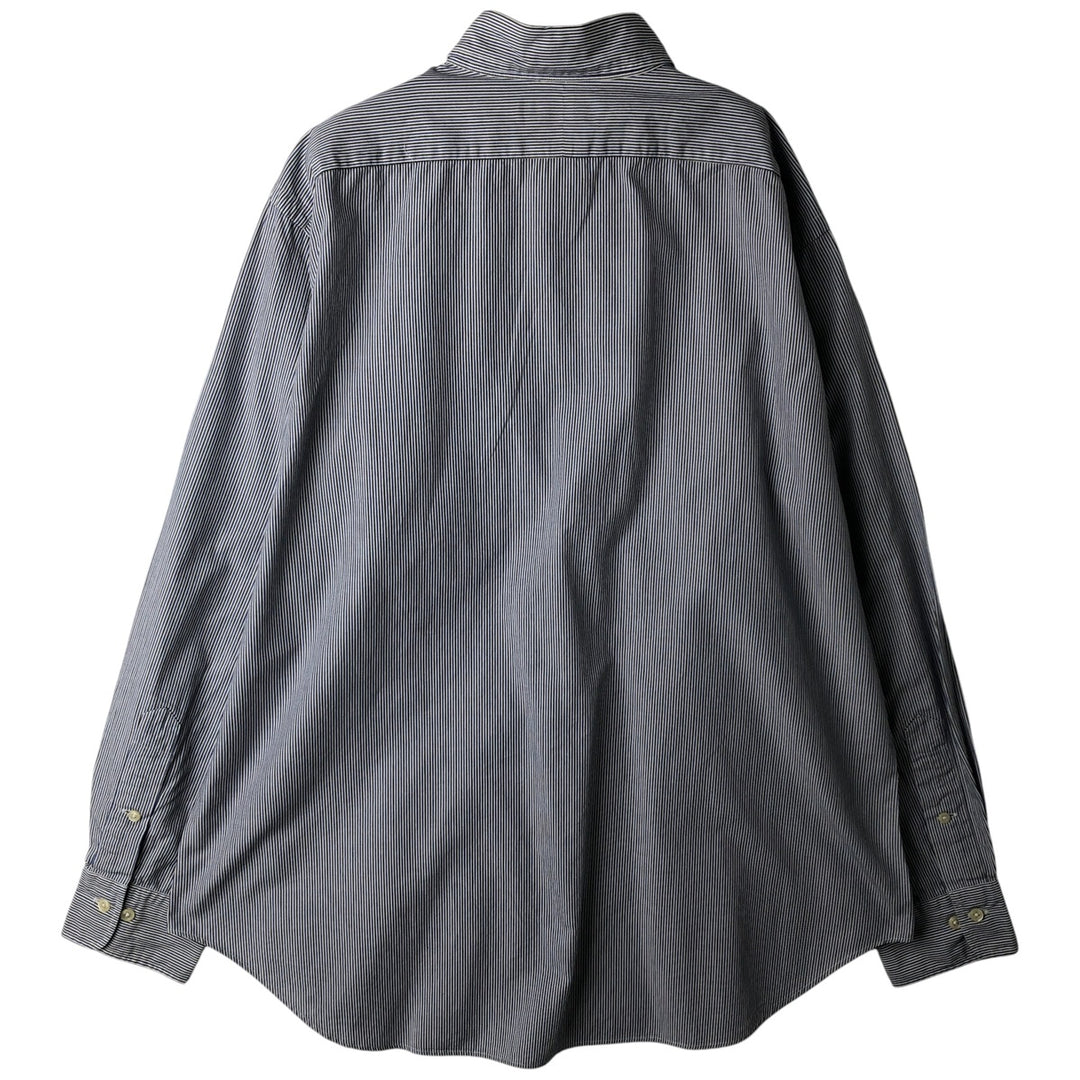 Ralph Lauren POLO by Ralph Lauren wide-collar long-sleeved striped shirt, men's size L cotton blue type Vintage Second Hand