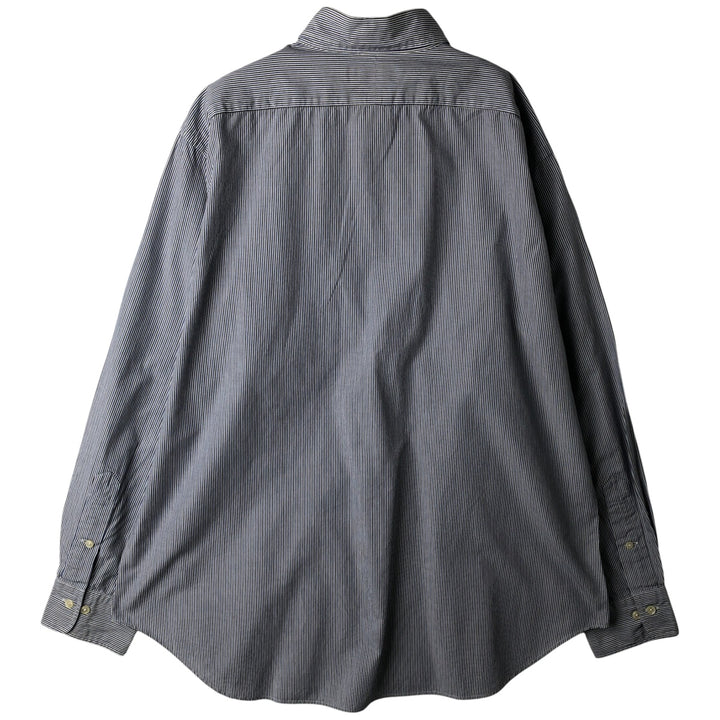 Ralph Lauren POLO by Ralph Lauren wide-collar long-sleeved striped shirt, men's size L cotton blue type Vintage Second Hand