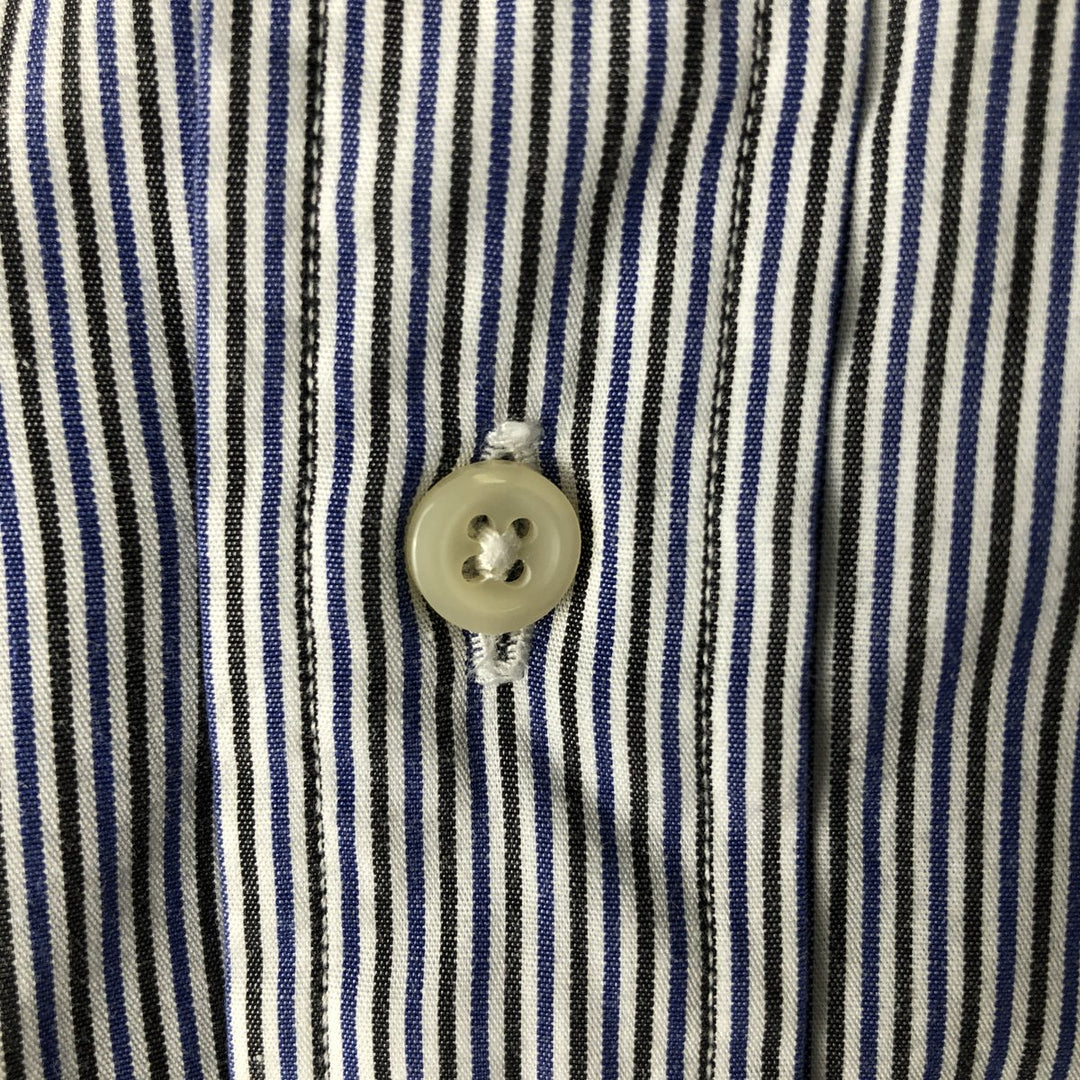 Ralph Lauren POLO by Ralph Lauren wide-collar long-sleeved striped shirt, men's size L cotton blue type Vintage Second Hand