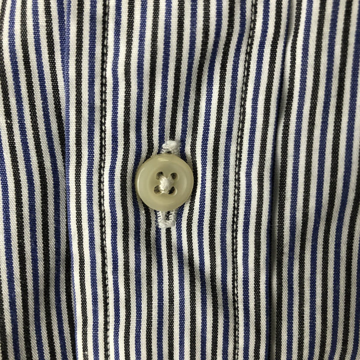 Ralph Lauren POLO by Ralph Lauren wide-collar long-sleeved striped shirt, men's size L cotton blue type Vintage Second Hand