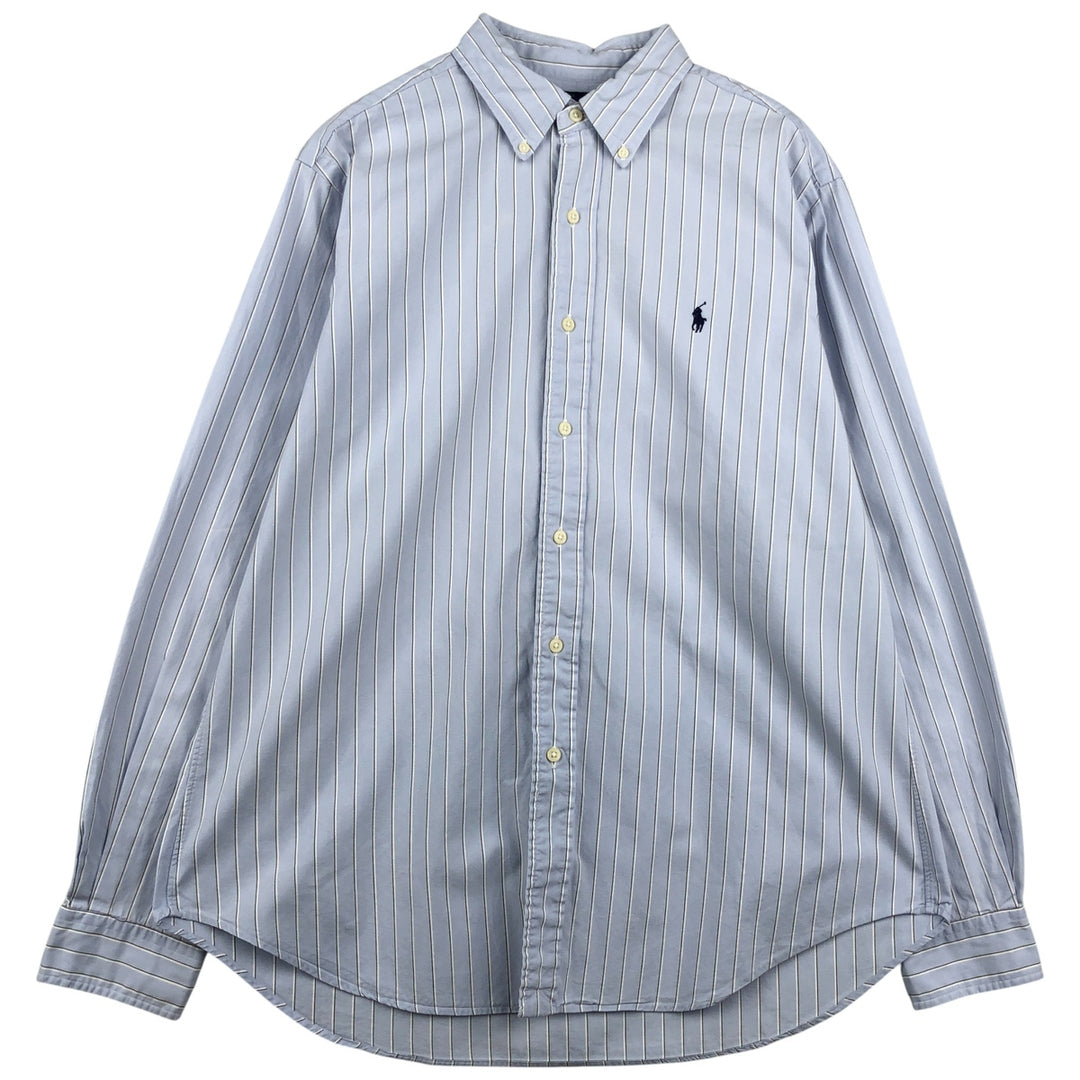 Ralph Lauren Classic Fit Long Sleeve Button Down Striped Shirt, Men's Size L cotton Blue type light blue Vintage Second Hand