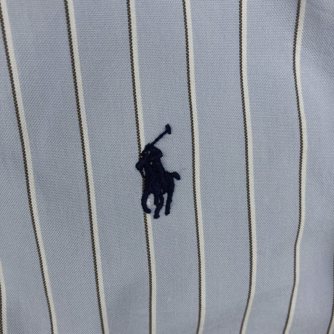 Ralph Lauren Classic Fit Long Sleeve Button Down Striped Shirt, Men's Size L cotton Blue type light blue Vintage Second Hand