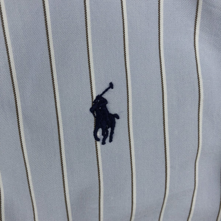 Ralph Lauren Classic Fit Long Sleeve Button Down Striped Shirt, Men's Size L cotton Blue type light blue Vintage Second Hand