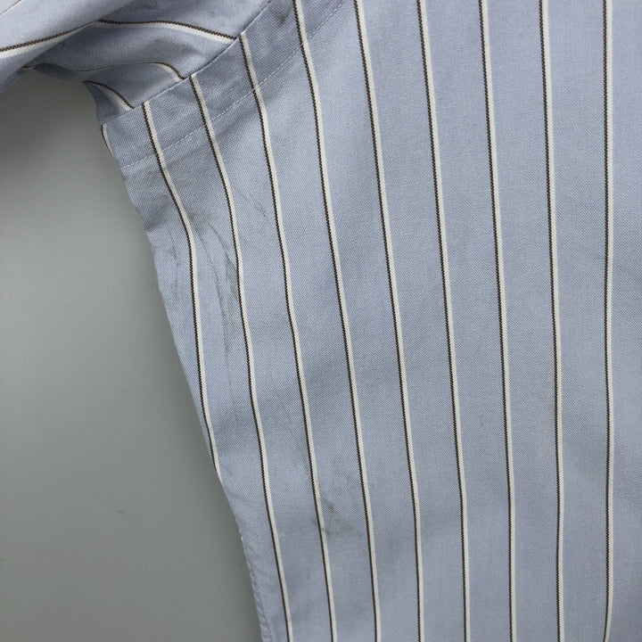 Ralph Lauren Classic Fit Long Sleeve Button Down Striped Shirt, Men's Size L cotton Blue type light blue Vintage Second Hand