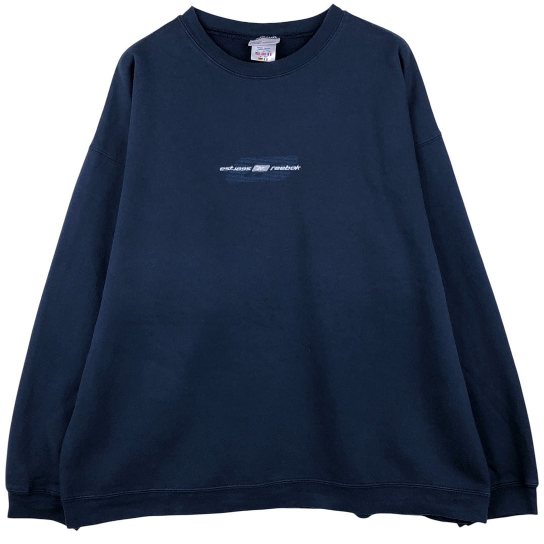 2000'S Reebok logo sweatshirt, men's size XL cotton navy blue type Vintage Second Hand