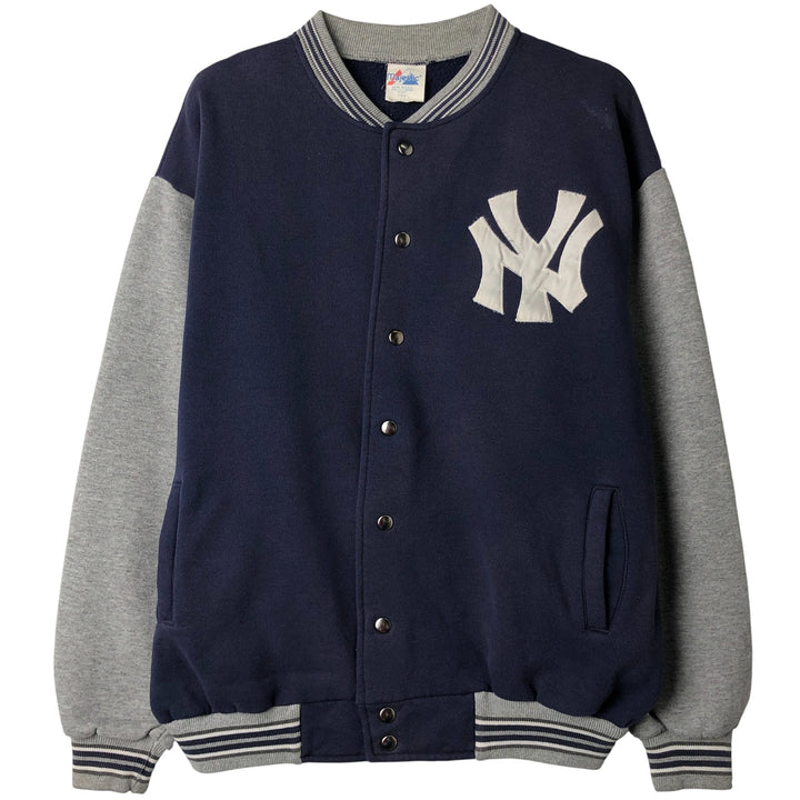 90'S Majestic MLB New York Yankees Varsity Jacket, Made in USA, Men's Size L cotton navy blue type Vintage Second Hand