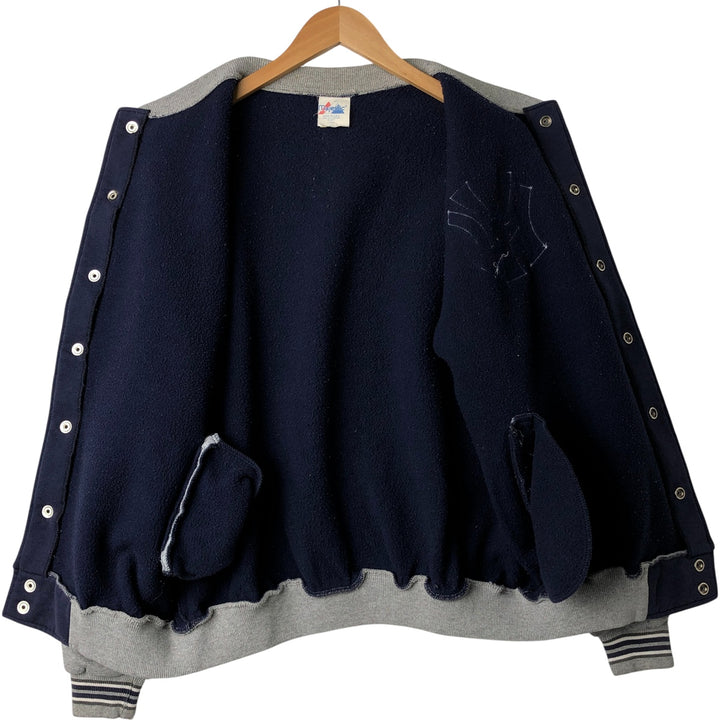90'S Majestic MLB New York Yankees Varsity Jacket, Made in USA, Men's Size L cotton navy blue type Vintage Second Hand