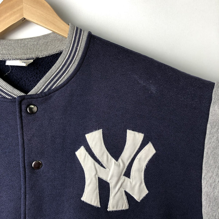 90'S Majestic MLB New York Yankees Varsity Jacket, Made in USA, Men's Size L cotton navy blue type Vintage Second Hand