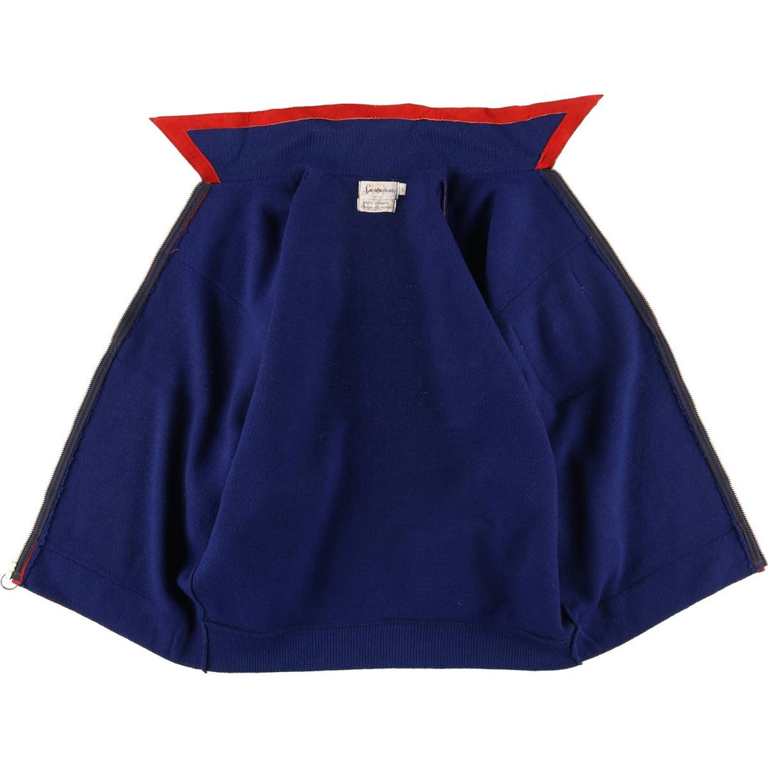 60s-70'S Sportswear Collared Blouson Men's Size L Oron Acrylic navy blue type Vintage Second Hand