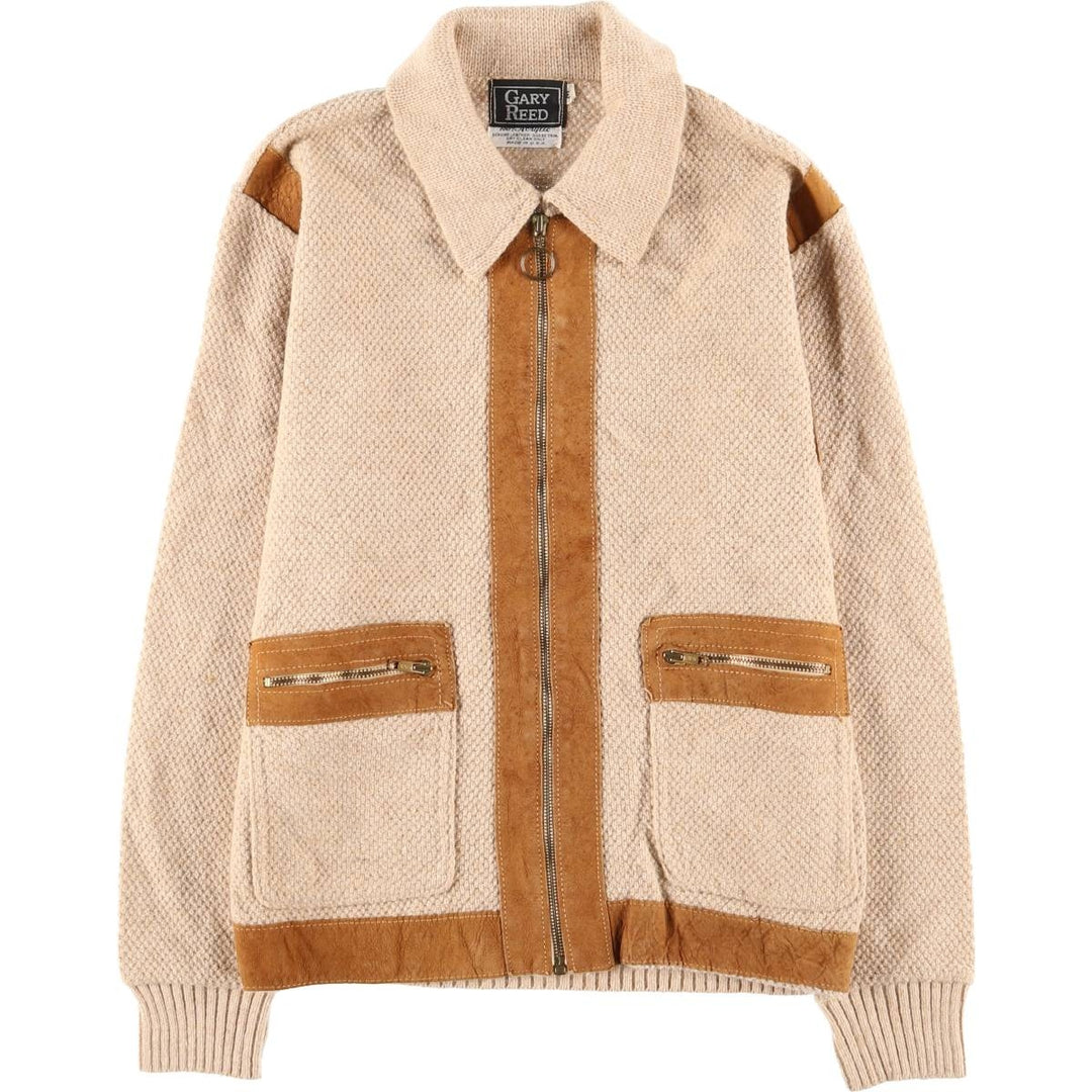 Vintage GARY REED collared jacket, made in the USA, size M, men's size acrylic Beige type Vintage Second Hand