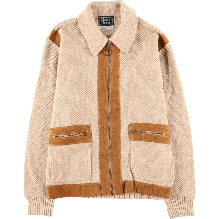 Vintage GARY REED collared jacket, made in the USA, size M, men's size acrylic Beige type Vintage Second Hand