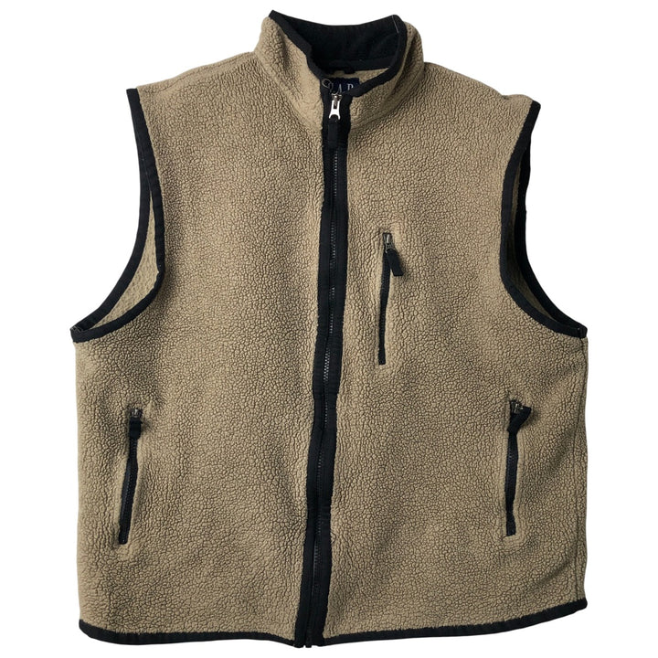 90'S GAP Vintage Boa Vest, Men's XL polyester Beige type Vintage Second Hand