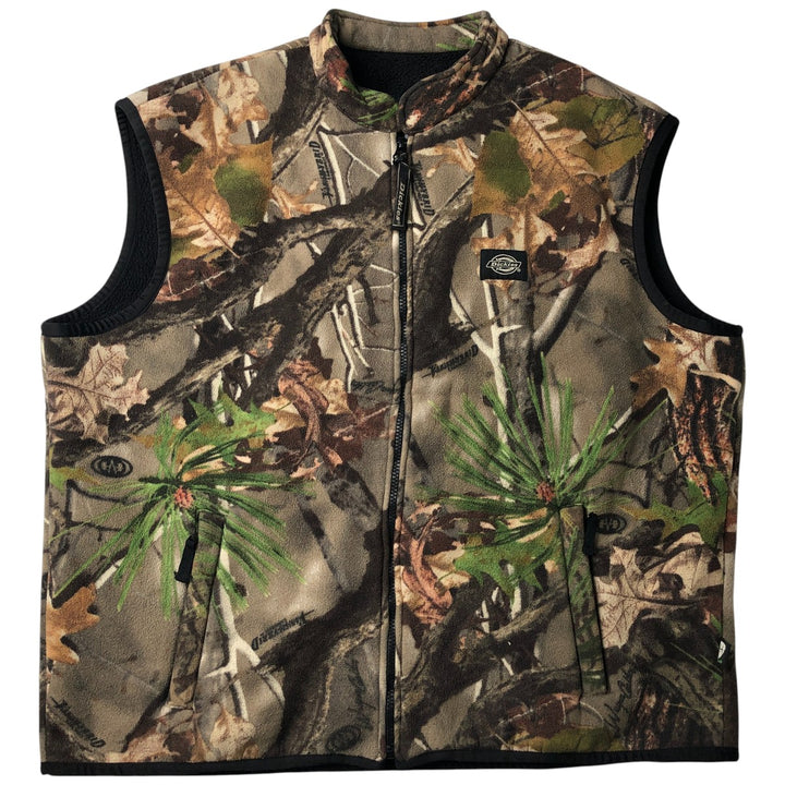 Dickies Camouflage Pattern Realtree Camo Fleece Vest, Men's Size Large polyester Khaki type Vintage Second Hand