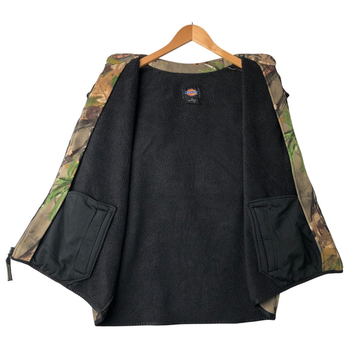Dickies Camouflage Pattern Realtree Camo Fleece Vest, Men's Size Large polyester Khaki type Vintage Second Hand