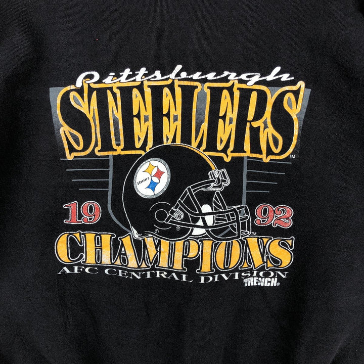 NFL PITTSBURGH STEELERS TRENCH Sweatshirt, Men's XL, Made in USA cotton black type Vintage Second Hand