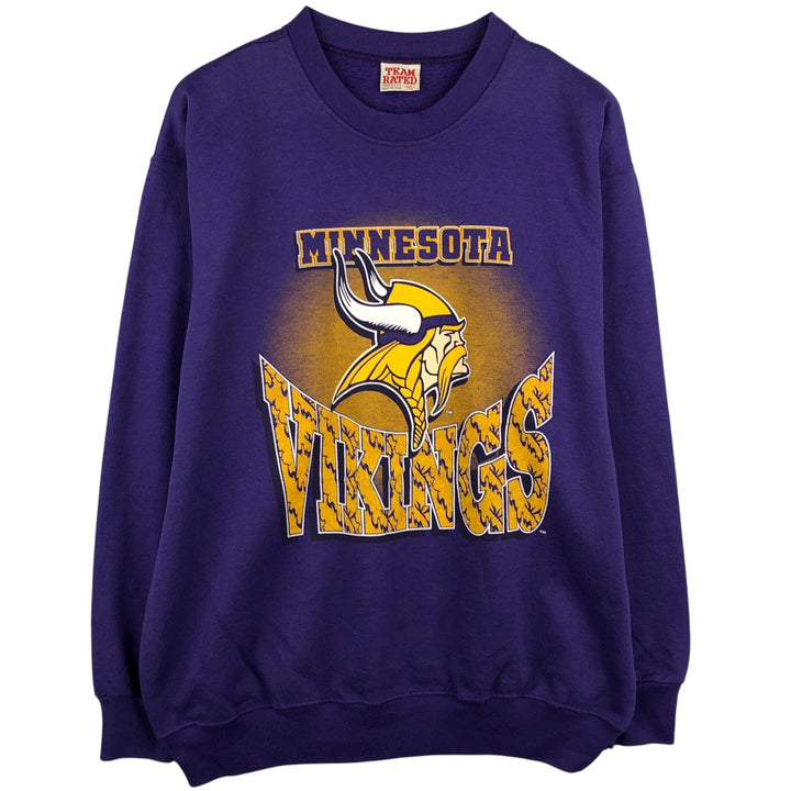 NFL Minnesota Vikings Print Sweatshirt, Made in USA, Men's Size XL unclear purple type Vintage Second Hand