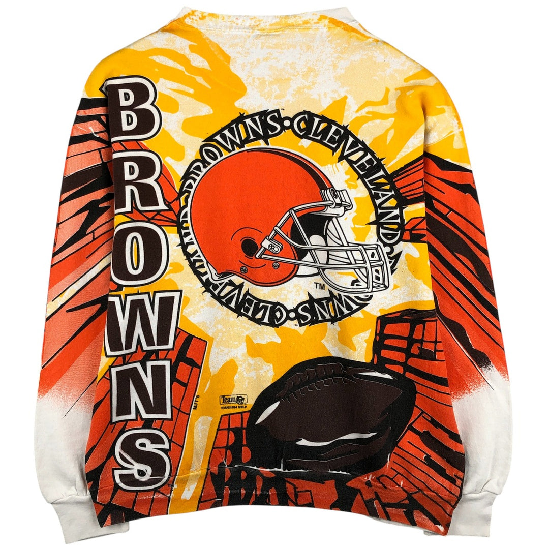Vintage 90'S DELTA NFL Cleveland Browns Printed Sweatshirt, Made in USA, Men's Size XL cotton white type Vintage Second Hand