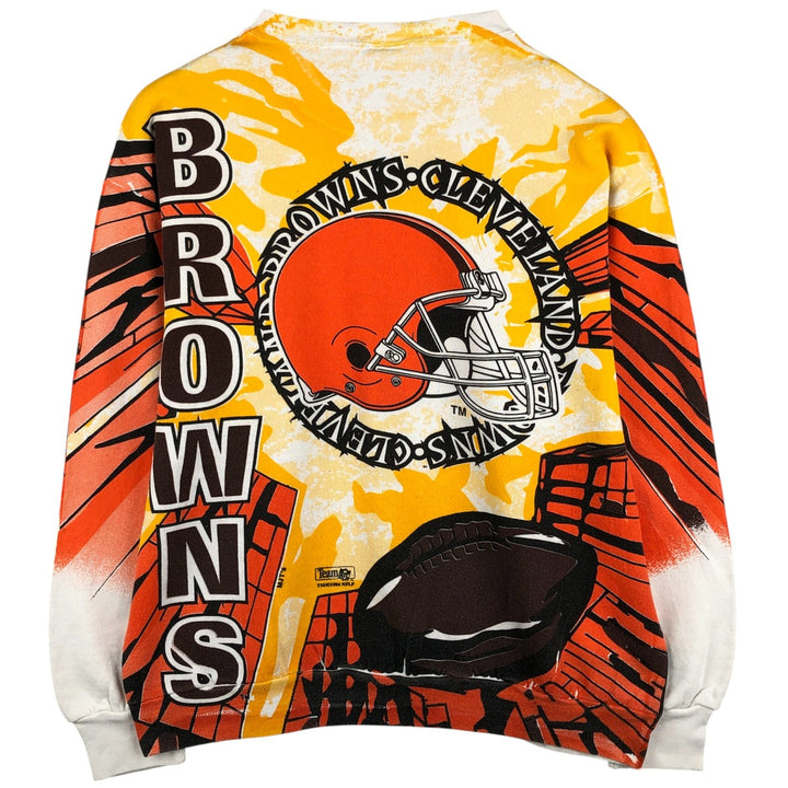 Vintage 90'S DELTA NFL Cleveland Browns Printed Sweatshirt, Made in USA, Men's Size XL cotton white type Vintage Second Hand