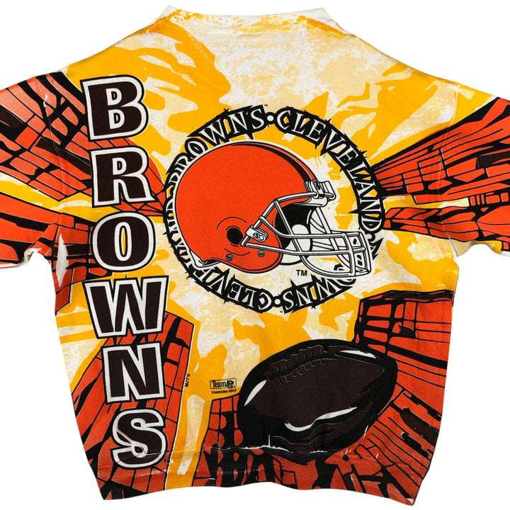 Vintage 90'S DELTA NFL Cleveland Browns Printed Sweatshirt, Made in USA, Men's Size XL cotton white type Vintage Second Hand