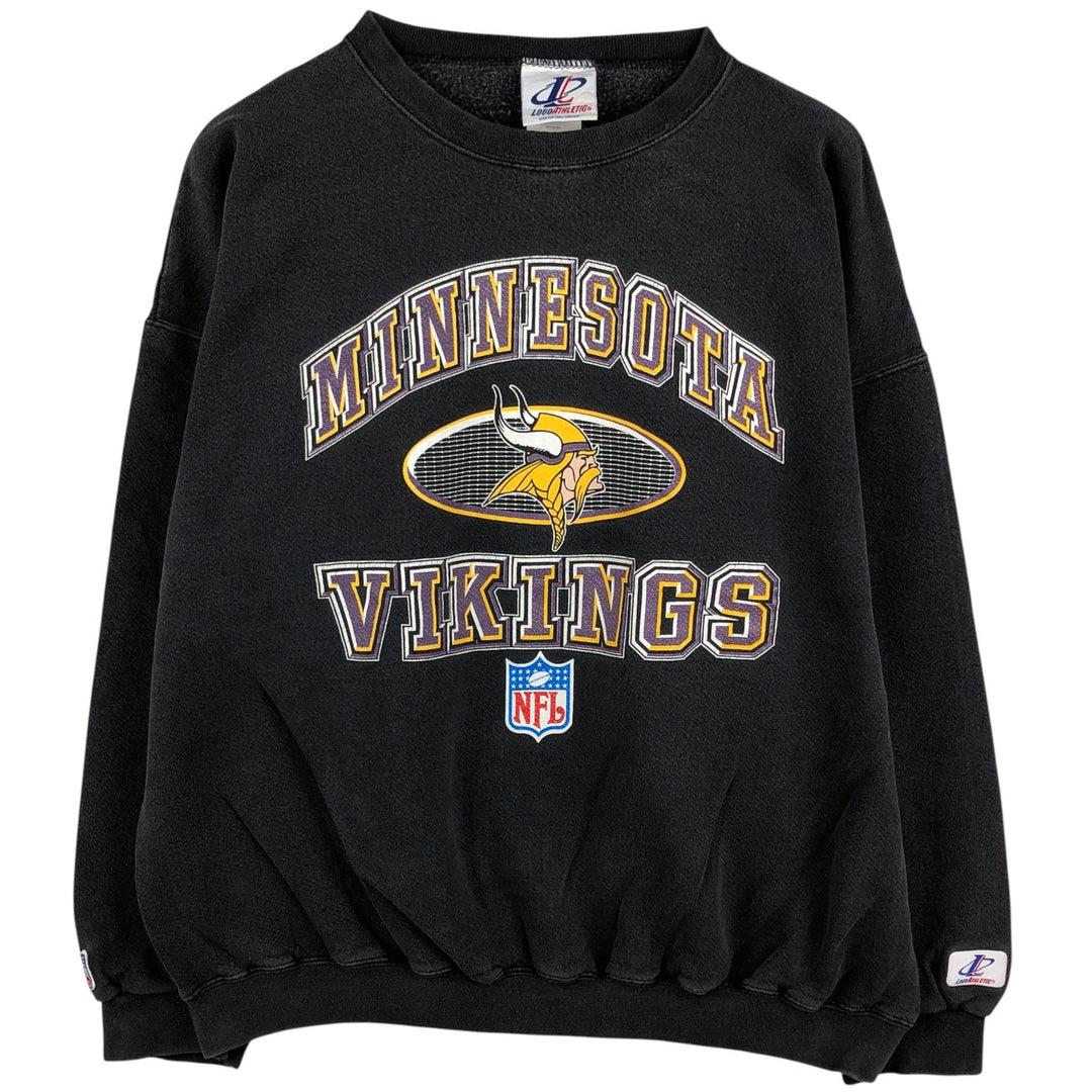 LOGO ATHLETIC NFL MINNESOTA VIKINGS Printed Sweatshirt, Men's Size XL cotton Charcoal Vintage Second Hand