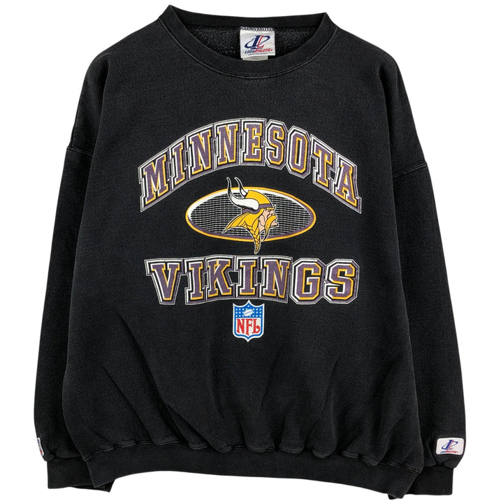 LOGO ATHLETIC NFL MINNESOTA VIKINGS Printed Sweatshirt, Men's Size XL cotton Charcoal Vintage Second Hand