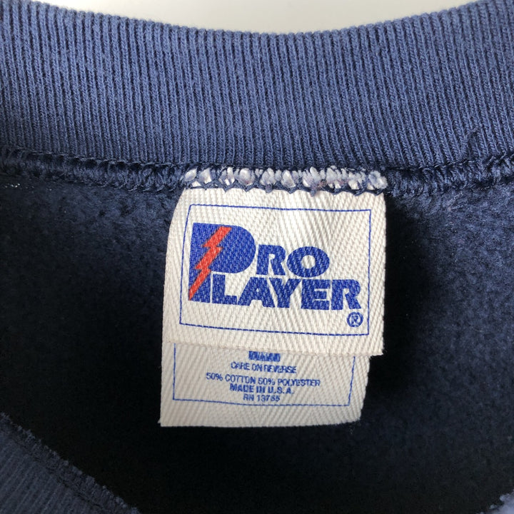 90'S Pro Player NFL New England Patriots Print Sweatshirt, Made in USA, Men's Size Medium cotton navy blue type Vintage Second Hand