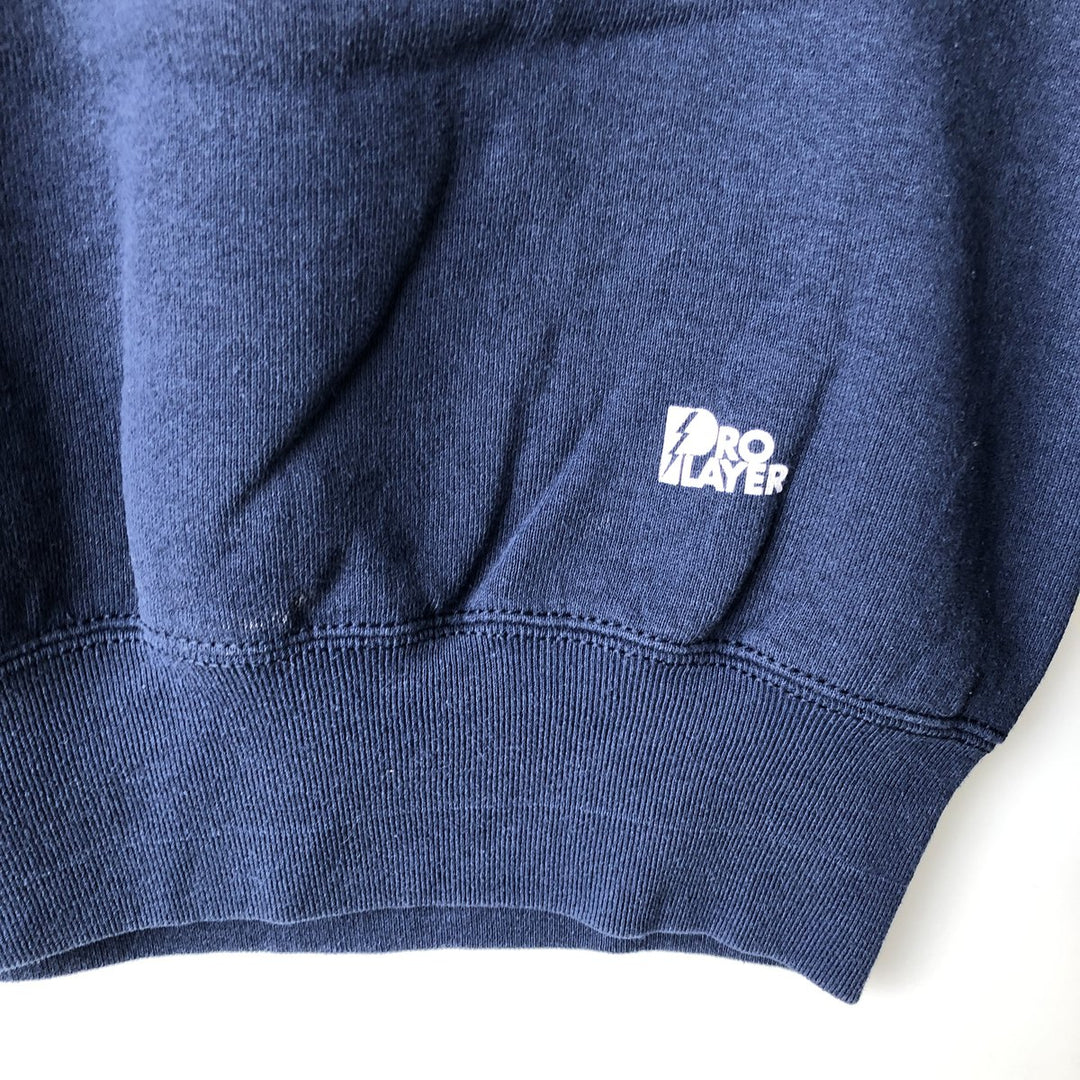 90'S Pro Player NFL New England Patriots Print Sweatshirt, Made in USA, Men's Size Medium cotton navy blue type Vintage Second Hand