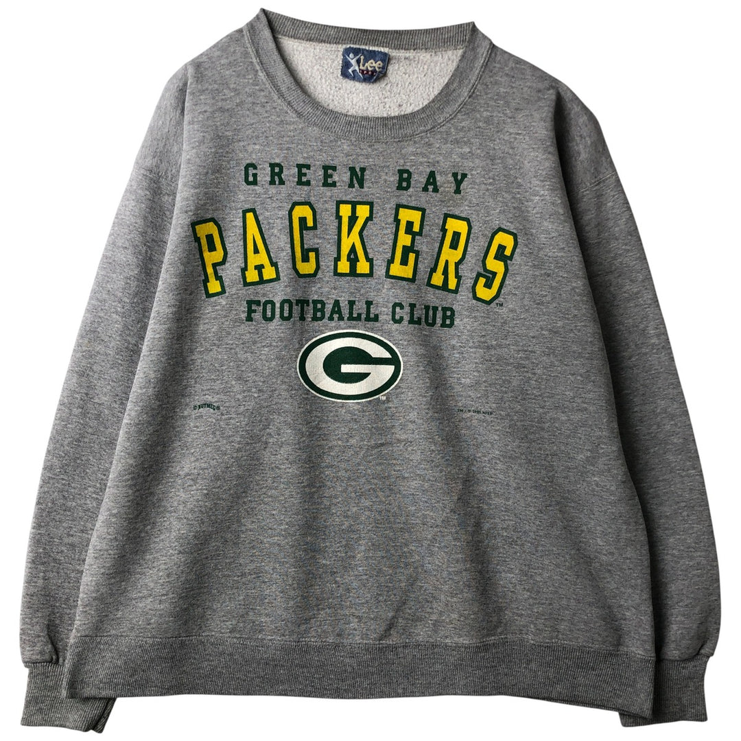 Vintage 90'S Lee SPORT NFL Green Bay Packers Print Sweatshirt, Men's Size L cotton gray type Vintage Second Hand