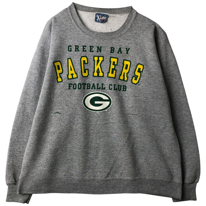 Vintage 90'S Lee SPORT NFL Green Bay Packers Print Sweatshirt, Men's Size L cotton gray type Vintage Second Hand