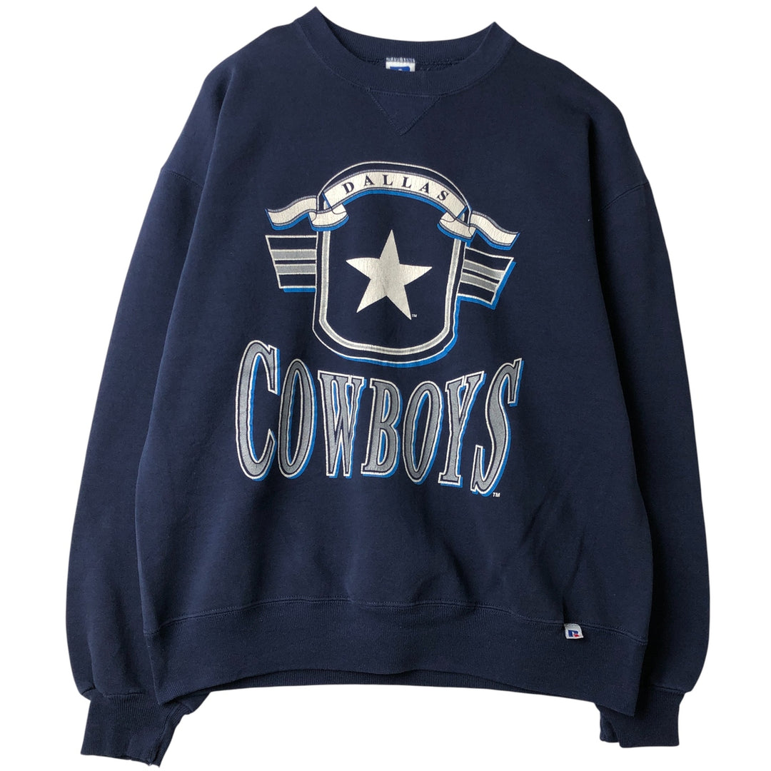Vintage '90'S Russell NFL Dallas Cowboys Print Sweatshirt, Made in USA, Men's Size XL cotton navy blue type Vintage Second Hand
