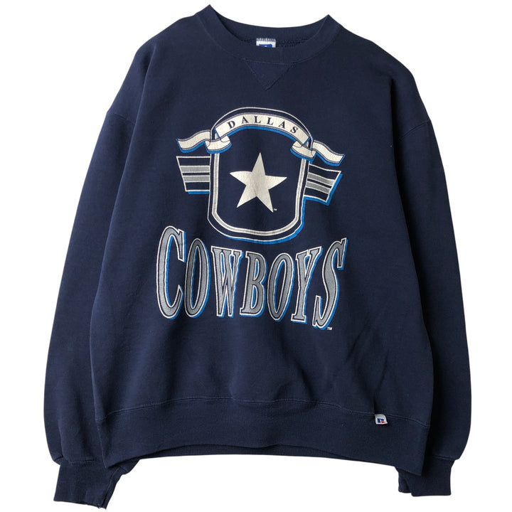 Vintage '90'S Russell NFL Dallas Cowboys Print Sweatshirt, Made in USA, Men's Size XL cotton navy blue type Vintage Second Hand