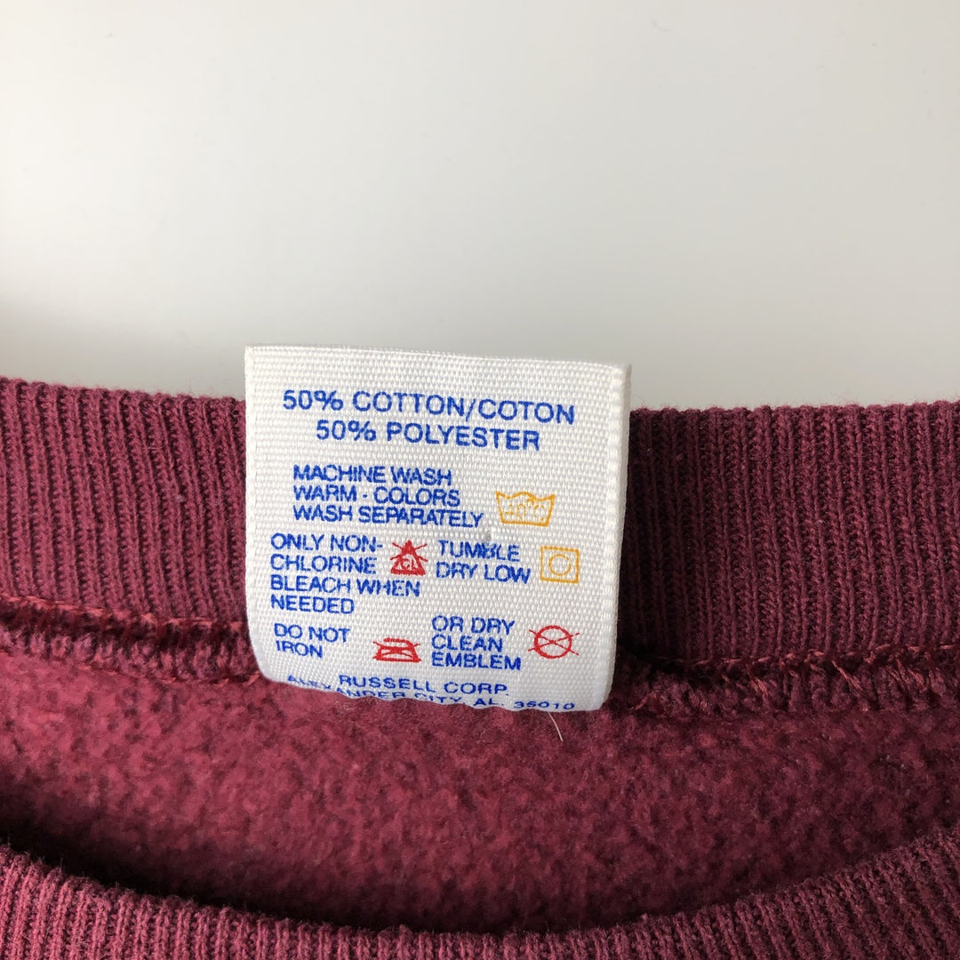 80s-90'S Jerzees College Sweatshirt, Made in USA, Men's Size L, Vintage cotton wine-red Vintage Second Hand