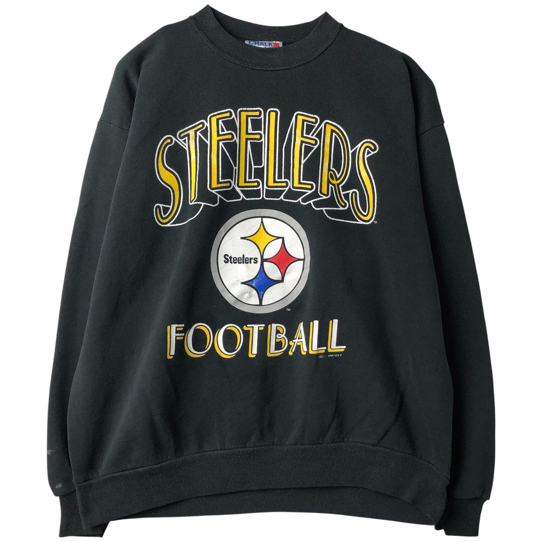 Vintage 90'S Chalk Line NFL Pittsburgh Steelers Print Sweatshirt, Made in USA, Men's XL cotton black type Vintage Second Hand