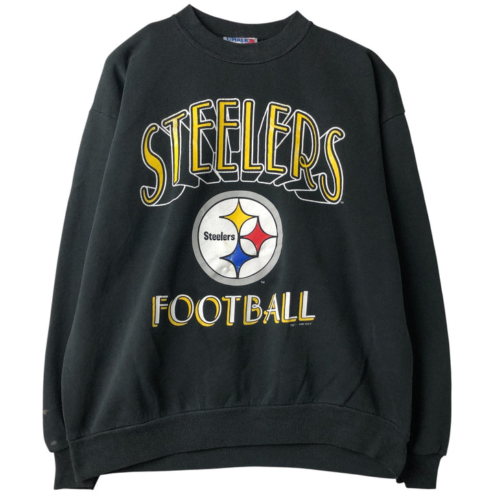 Vintage 90'S Chalk Line NFL Pittsburgh Steelers Print Sweatshirt, Made in USA, Men's XL cotton black type Vintage Second Hand