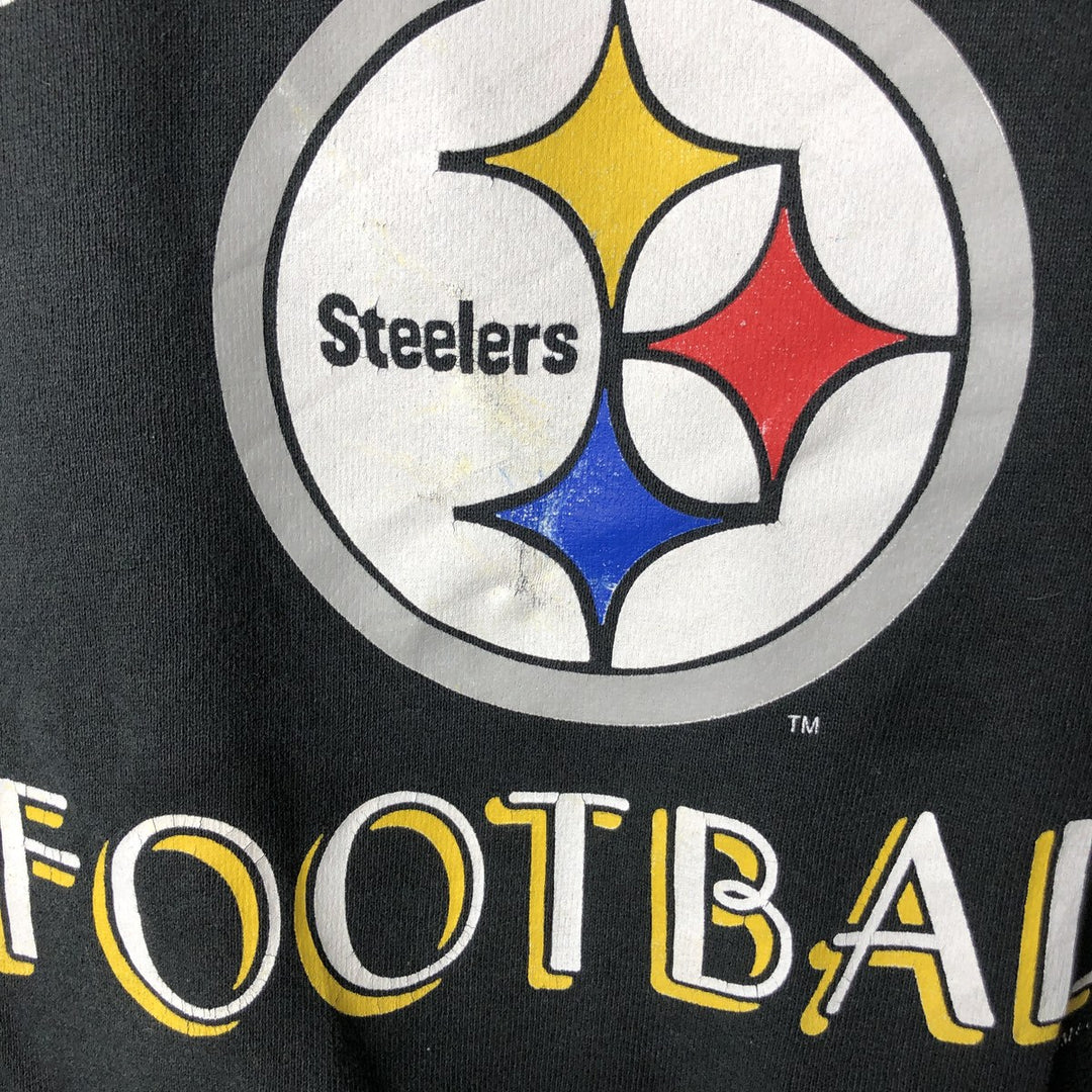 Vintage 90'S Chalk Line NFL Pittsburgh Steelers Print Sweatshirt, Made in USA, Men's XL cotton black type Vintage Second Hand