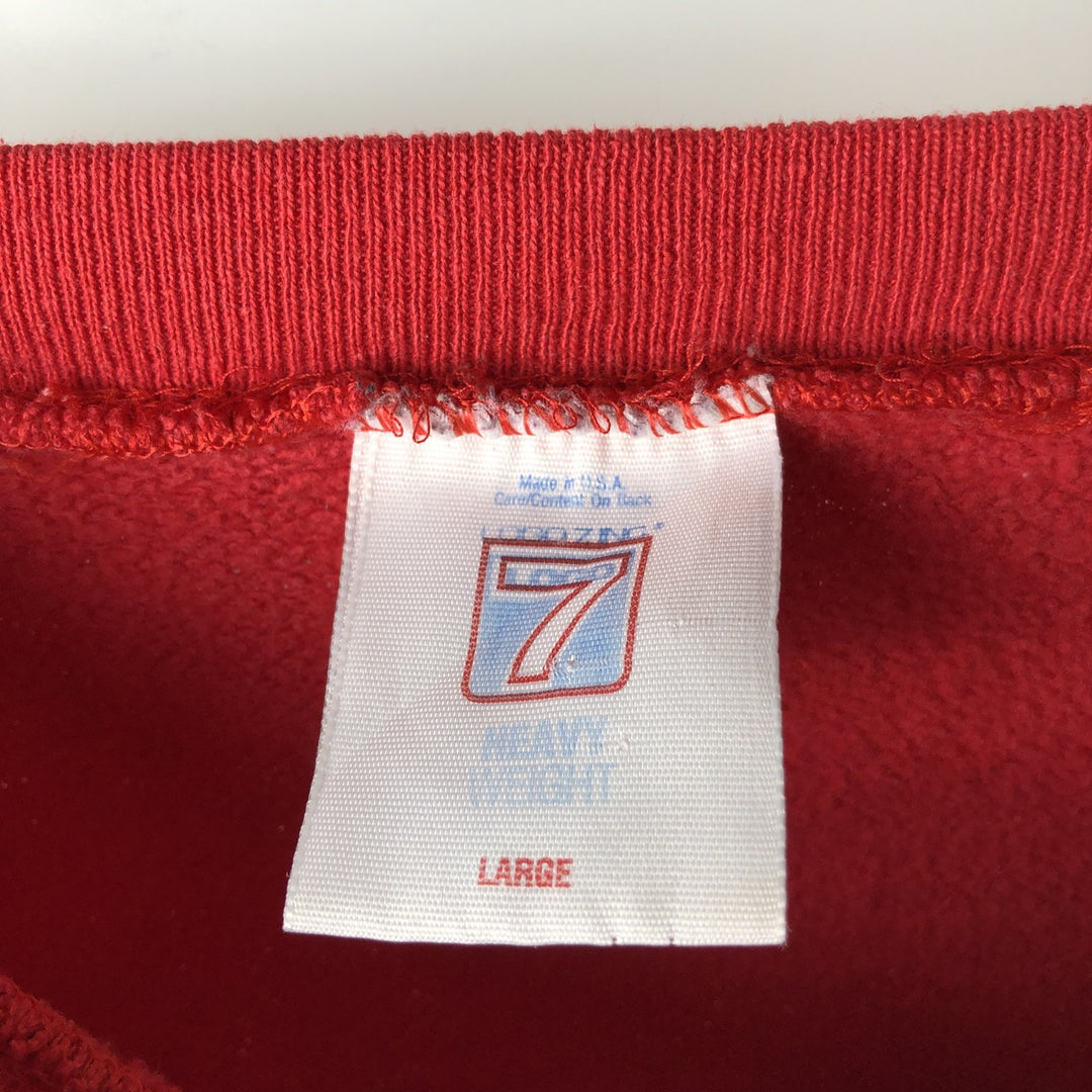 90'S LOGO7 NFL San Francisco 49ers Print Sweatshirt, Made in USA, Men's Size L cotton red type Vintage Second Hand