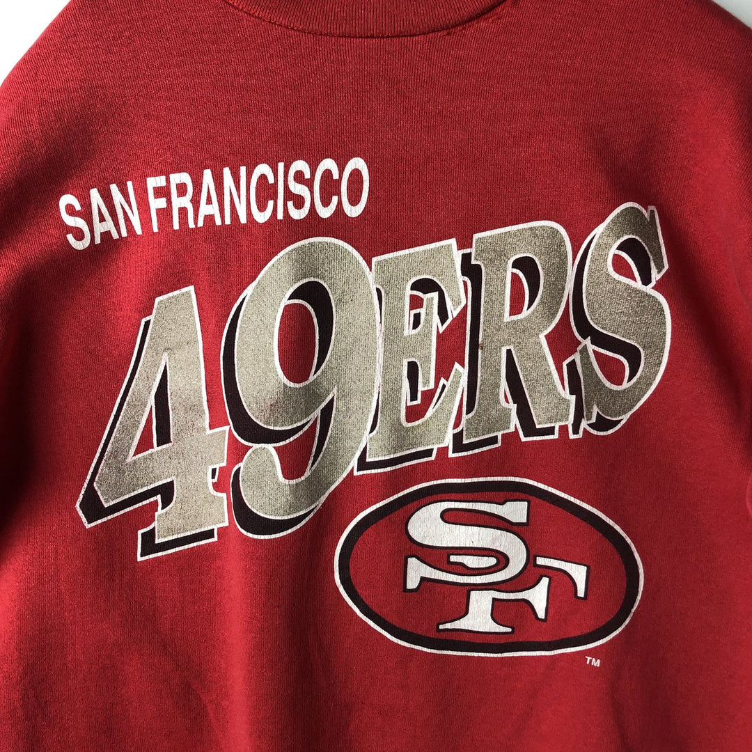 90'S LOGO7 NFL San Francisco 49ers Print Sweatshirt, Made in USA, Men's Size L cotton red type Vintage Second Hand