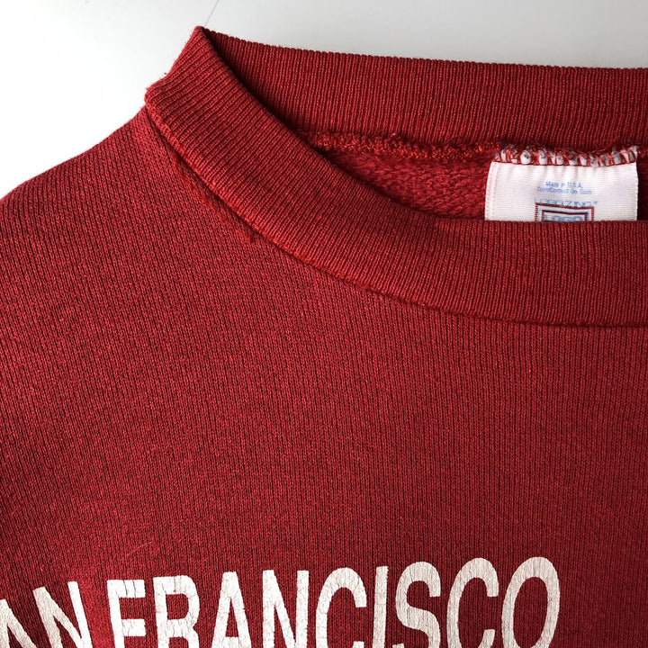 90'S LOGO7 NFL San Francisco 49ers Print Sweatshirt, Made in USA, Men's Size L cotton red type Vintage Second Hand