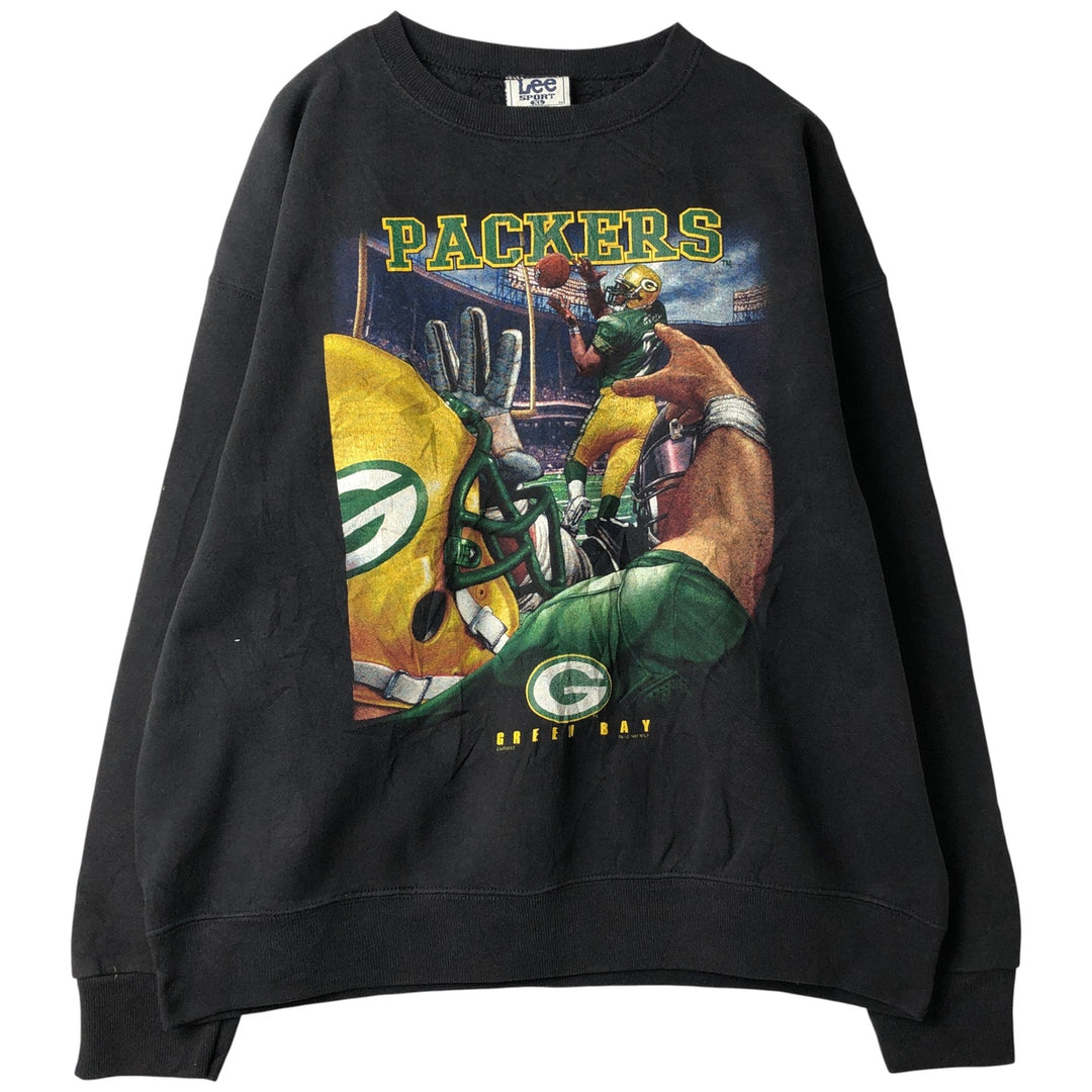 Vintage 90'S Lee SPORT NFL Green Bay Packers sweatshirt, Made in USA, Men's XL unclear black type Vintage Second Hand