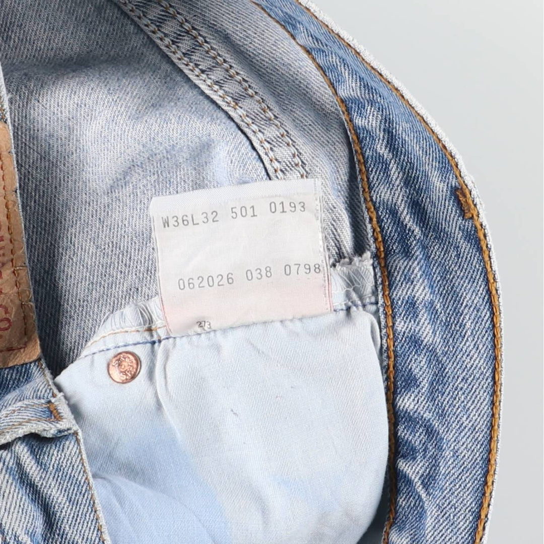 90'S Levi's 501-0193 Euro Model Straight Denim Pants, Men's, Size 34, Vintage cotton blue type Vintage Second Hand